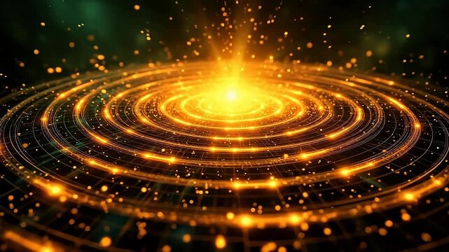 Golden glowing circular pattern with sparkles