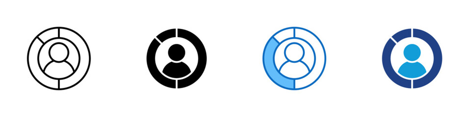 User Focus Multiple Style Icon Design Vector - profile avatar inside a segmented circle representing user-centered design and UX priorities