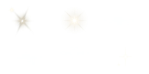 Set of six abstract bright starburst and UFO light effects PNG image