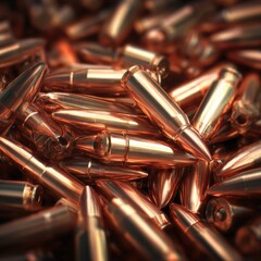 Naklejka premium pile of metallic ammunition cartridges close up