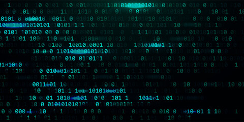 Digital technology hacking binary code, futuristic internet network connection dark black background, green abstract cyber information communication, Ai big data science, innovation future tech vector