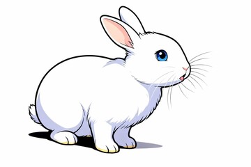 Obraz premium blue eyed white rabbit comic illustration