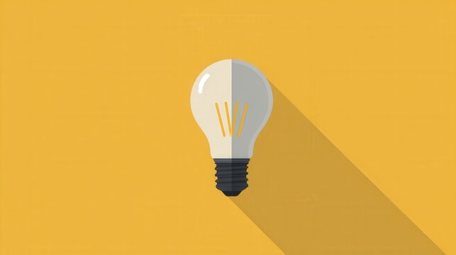 Single light bulb on yellow background representing ideas