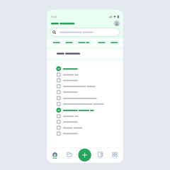 To do list productivity mobile application interface with green checkboxes task management organizer app or project planner