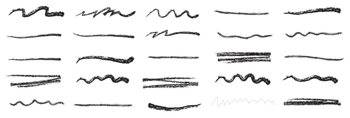 Line color pencil brush kid set. Color chalk pastel pencil underline scribble brush stroke set for kid design. Hand drawn wavy marker underline element. Vector illustration