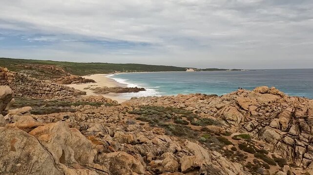 Injidup Beach, Rugged Western Australian Coastline with Unique Natural Spa, Turquoise Waters, and Granite Rocks