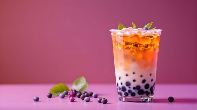 Makelloser Blick auf eine innovative Tee-Kreation, Bubble Tea