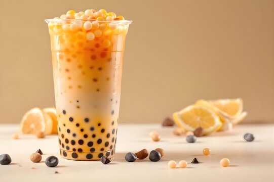 Makelloser Blick auf eine innovative Tee-Kreation, Bubble Tea