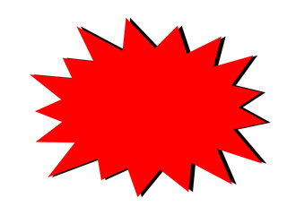 Red starburst badge shape with shadow for labels, stickers, sale signs, highlights, and graphic design elements