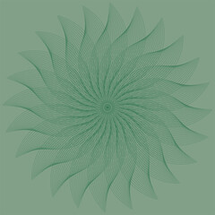 A green, geometric design with radial lines background