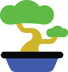 Vector icon of a bonsai tree on white.eps