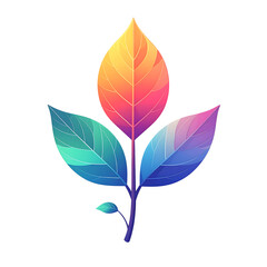 Colorful leaves with vibrant hues isolated on a black background