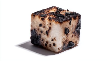 Burnt marshmallow on white background
