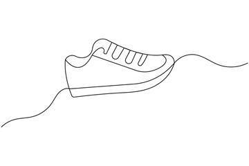 Shoe Continuous one  line drawing white background isolated modern sneaker image