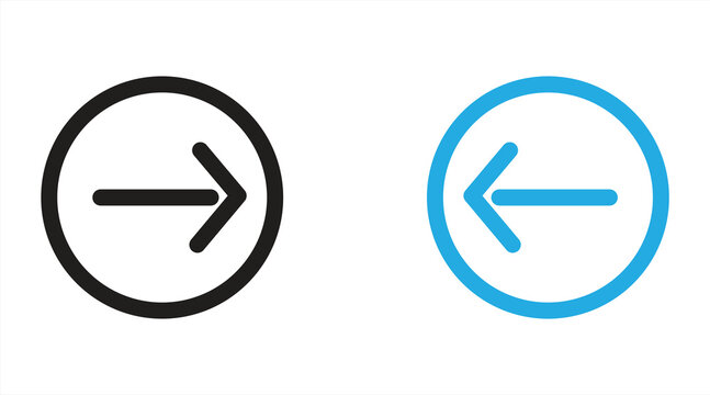 right and left arrow button icons, vector illustration
