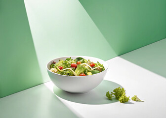 Fresh Green Salad Bowl with Cherry Tomatoes and Mixed Greens