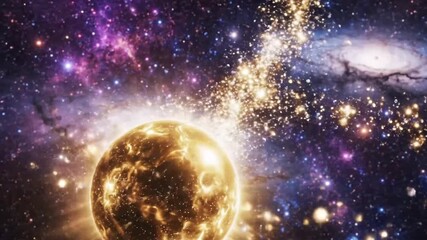 Celestial orb radiates amidst cosmic tapestry