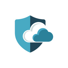 Cloud computing security shield protecting data in cyberspace with modern technology and secure network connection for business and personal use.