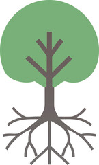 Vector icon of a tree with visible roots.