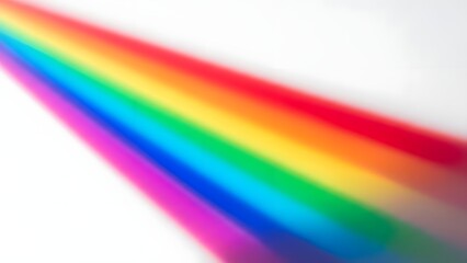 Blurred Diagonal Rainbow Spectrum Light Beam on White Background