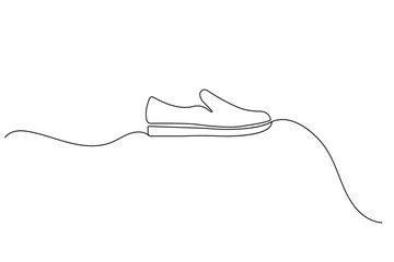 Shoe Continuous one  line drawing white background isolated modern sneaker image