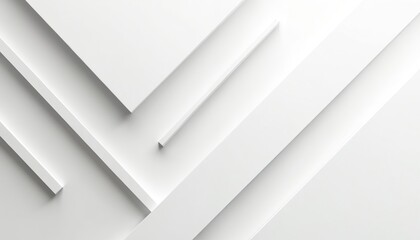 Obraz premium White abstract background features geometric diagonal straight lines. Modern minimal pattern creates subtle 3D depth, shadow effect. Clean, tech, simple, textured surface for contemporary design,