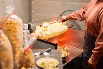 Fire-baked dough is a national dessert in Poland, Gdańsk, and Lithuania. sękacz tree cake