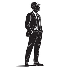 Black project management man Silhouette Vector, High Quality Illustration on White Background