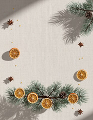 Pine Branch & Dried Orange Minimal Arrangement