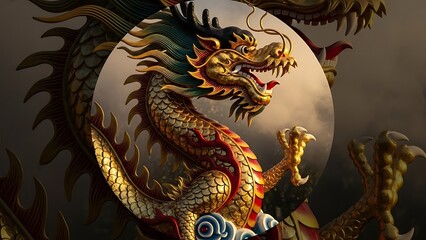 Obraz premium Golden Dragon Statue