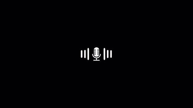 Podcast audio waveform with microphone icon Animation on a transparent background, Audio waveform with microphone icon animation, Audio Equalizer Background Animation With Alpha Channel.