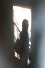 silhouette of a woman in a window