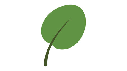 A simple, stylized illustration of a single green leaf isolated on a white background.