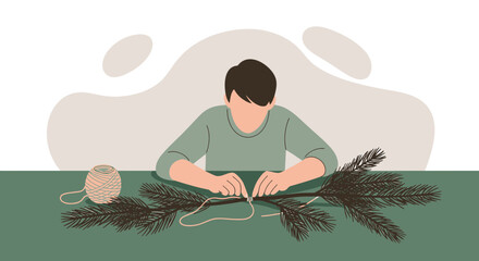 Crafting an evergreen swag handmade holiday decor preparation festive season activity