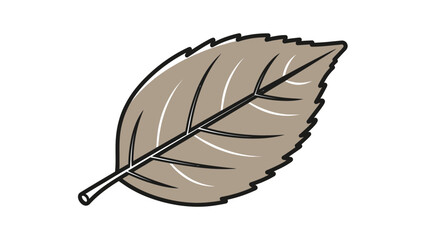 Close-up illustration of a single leaf with detailed veins, brown color, and a white background.