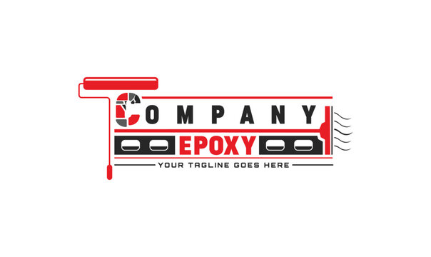 Epoxy Flooring Roller Logo Template. 