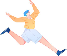 Running character vector flat gradient illustration

