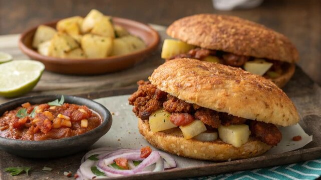 pambazo mexican food on warm background video