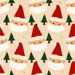 seamless pattern with Santa and Christmas tree