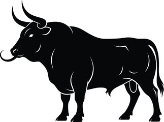 Bull Silhouette – Isolated on Transparent Background Strong Bull Vector Illustration