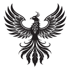 Black phoenixes Silhouette Vector, High Quality Illustration on White Background
