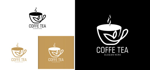 Coffee tea logo design in black, mysterious brand concept for invisible branding. Suitable for coffee shops or tea companies.