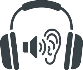 Hearing Protection Icon in Minimal Line Style for Safety Equipment, Noise Control, and Occupational Protection Designs