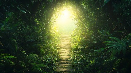 Naklejka premium Magical forest path mystery high resolution picture