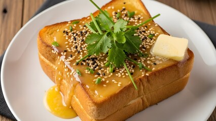 Egg Toast with Kaya Butter and Herbs