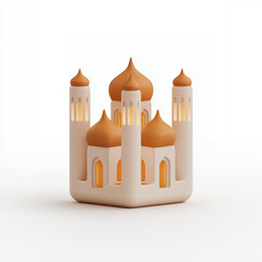 Golden Dome Islamic Mosque 3D Illustration