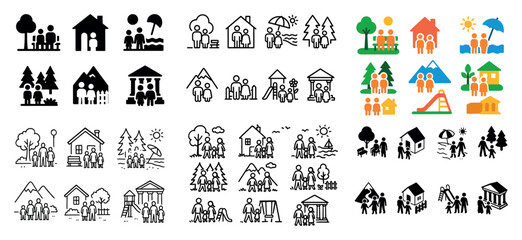 Obraz premium Family icons and outdoor activities