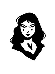 Bold Black and White Woman Illustration with Dark Aesthetic