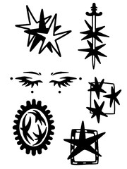PUNK GRUNGE ABSTRACT MYSTIC DOODLE ELEMENTS SET