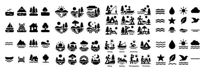 Naklejka premium Outdoor recreation icons collection